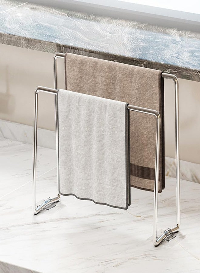 MINGFANITY Home Kitchen Countertop Dishcloth Drying Rack, SUS304 Stainless Steel 2 Arms Dishcloth Holder, Hand Towel Stand Rack,Dishcloth Storage Rack - Image 3